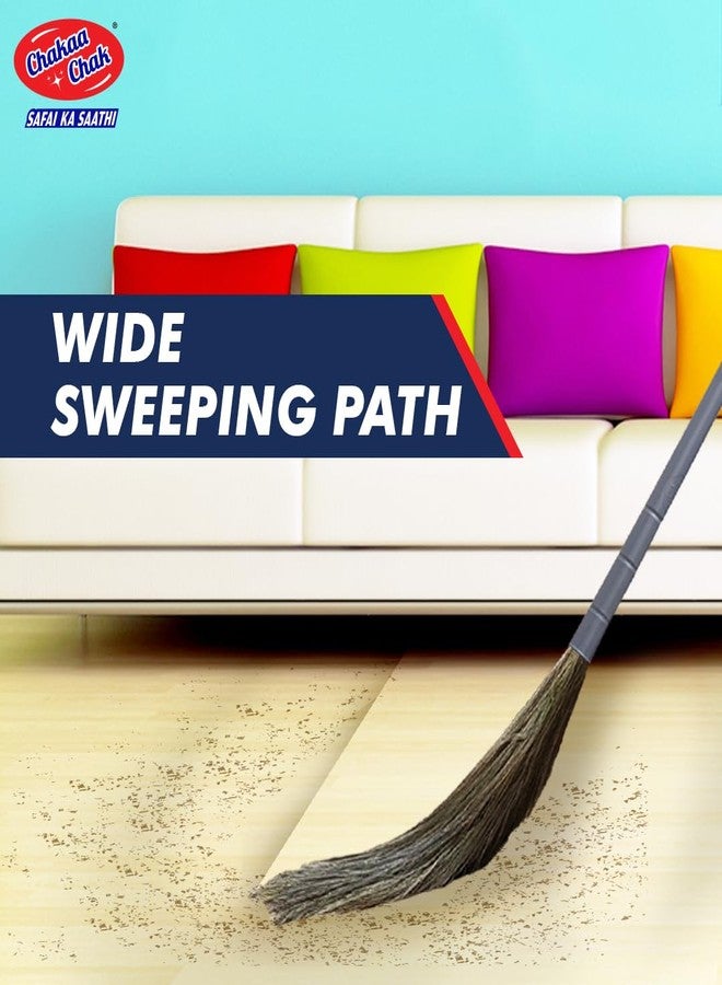 Chakaa chak Chakaachak Grass Broom for Home Cleaning Meghalaya Grass | Long Lasting & Durable Jhadu |Removes fine dust from Floor and Ceiling| Plastic Handle Jhadu - Image 2